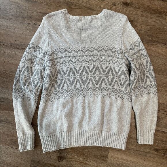 LL Bean Womens XL  Cotton Grey Pullover Knit Sweater Knit Long Sleeve Winter - Picture 5 of 5